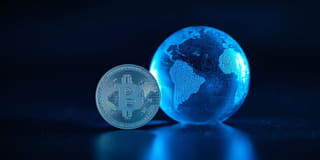 Cryptocurrency depicted alongside broader global financial markets